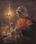 Jean Francois Millet Sewing under the light oil painting picture wholesale